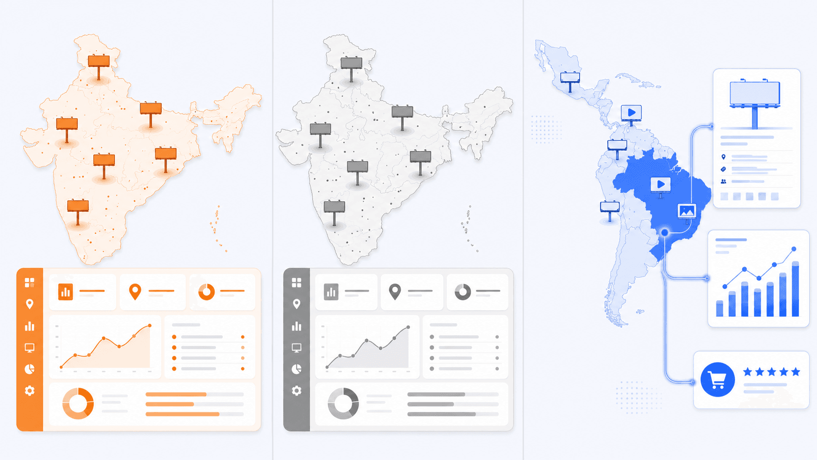 Hivestr vs. Edge1 vs. Efox OOH: comparando ERPs de mídia exterior no mercado global