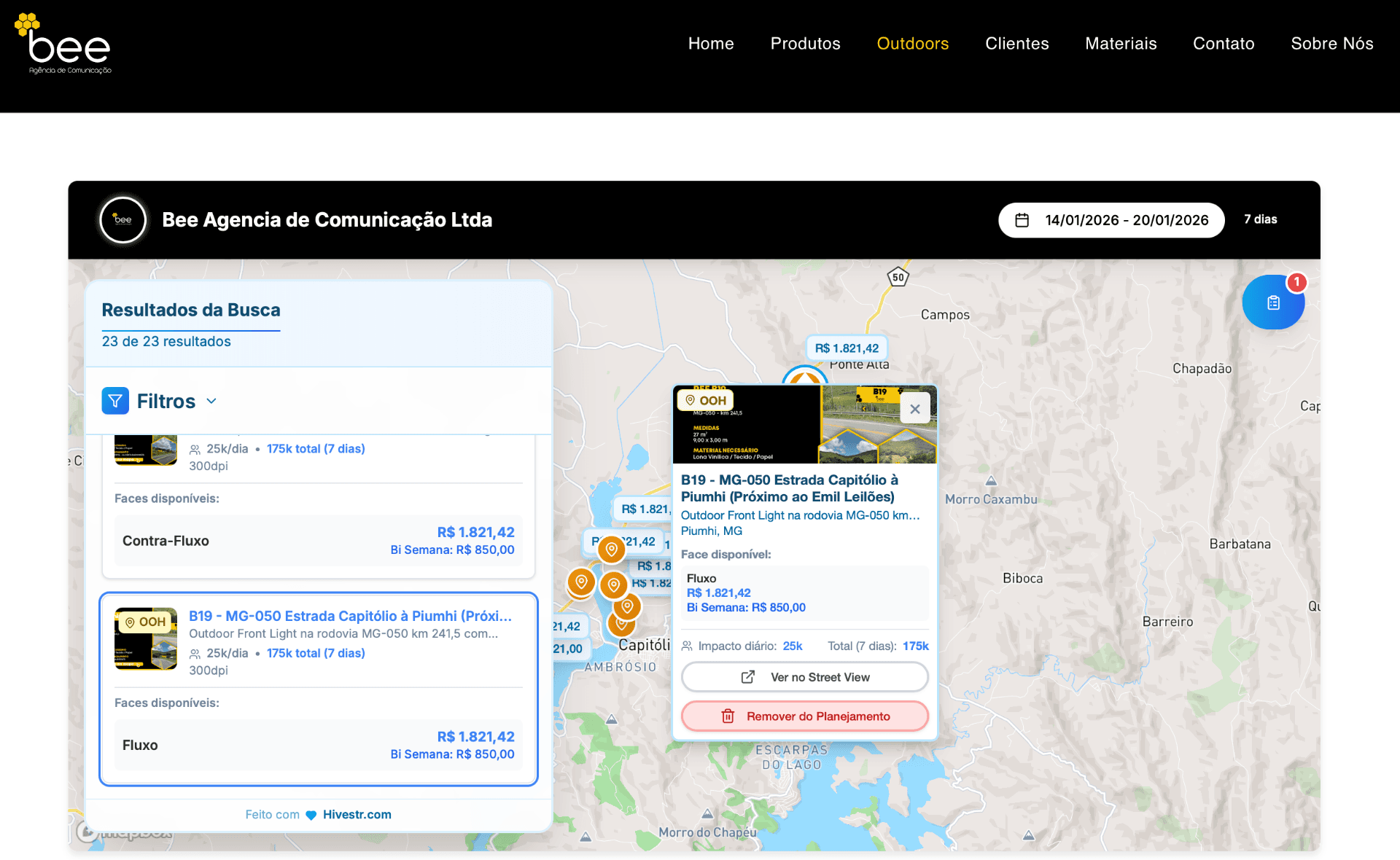 Mapa Embed Hivestr: transforme seu site em um canal ativo de geração de propostas OOH e DOOH