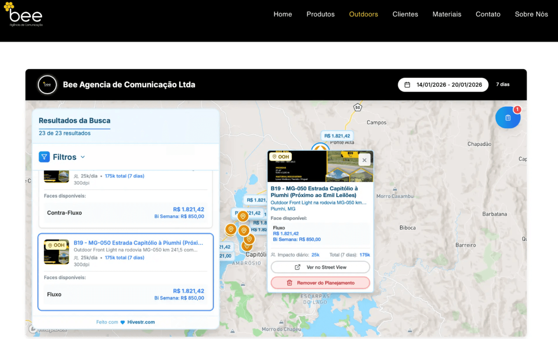 Hivestr Embed Map: turn your website into an active OOH and DOOH proposal engine