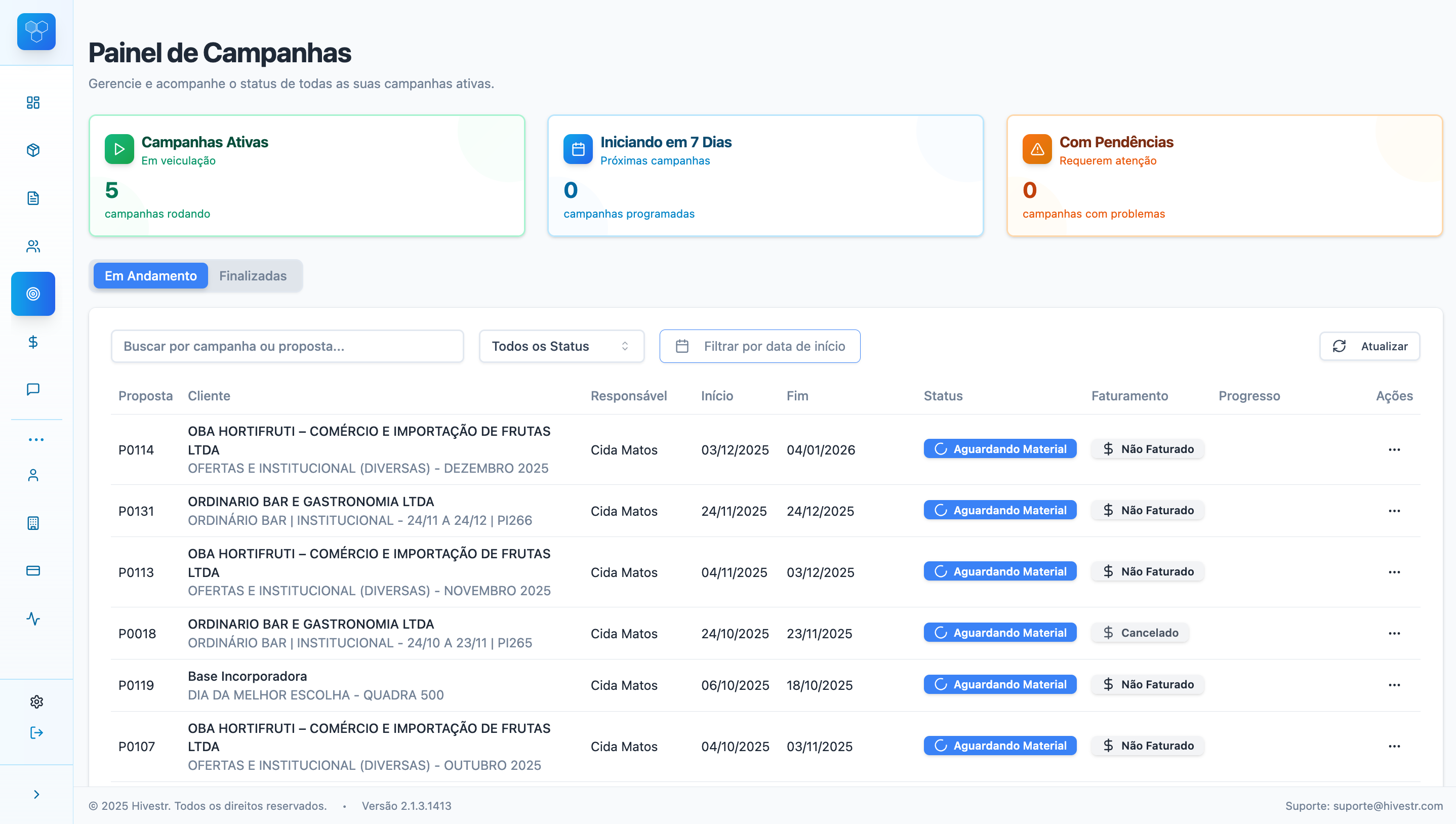 Gerenciamento de Campanhas